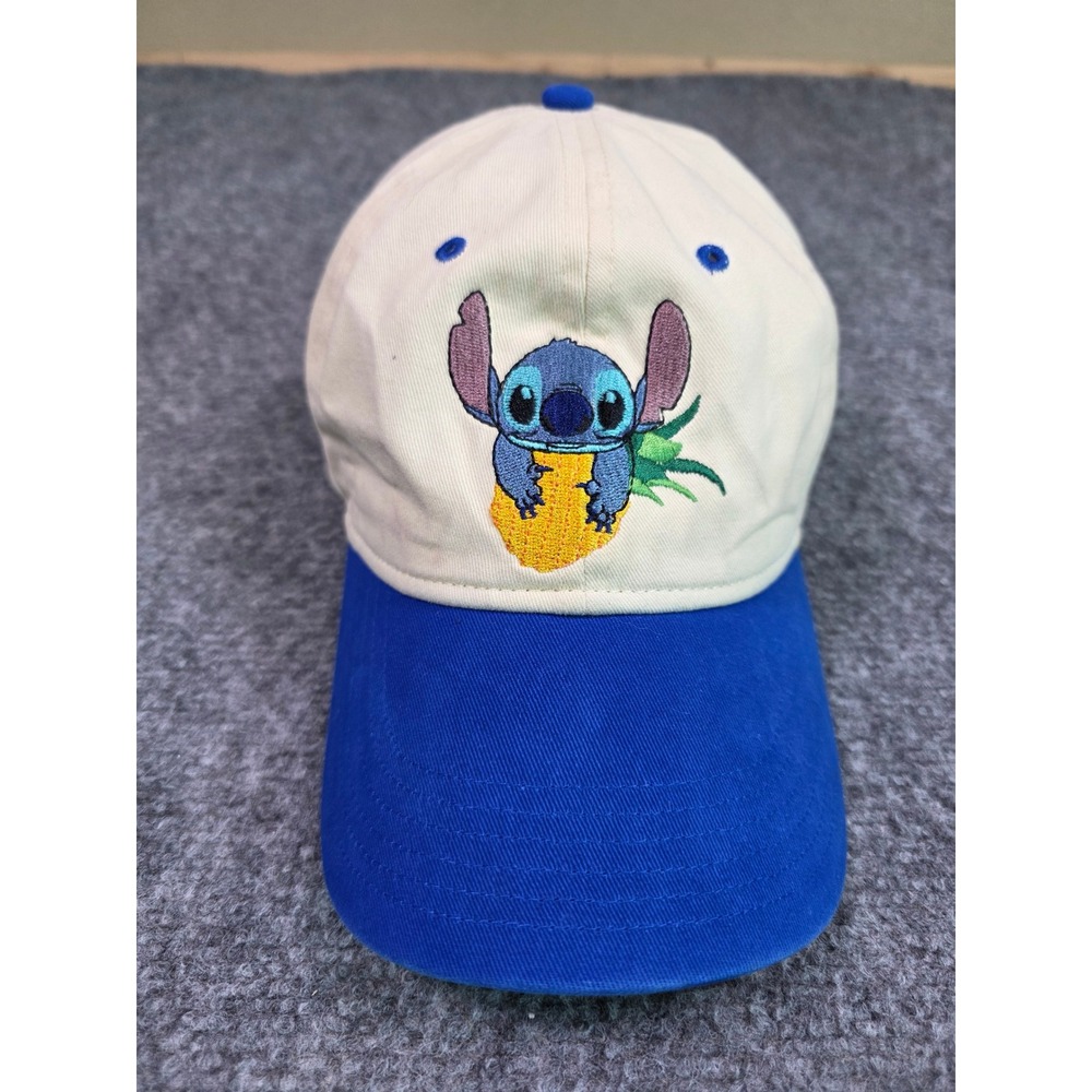 Disney Stitch Baseball Hat Unisex OSFA Cream Blue Pineapple Embroidered Cap
